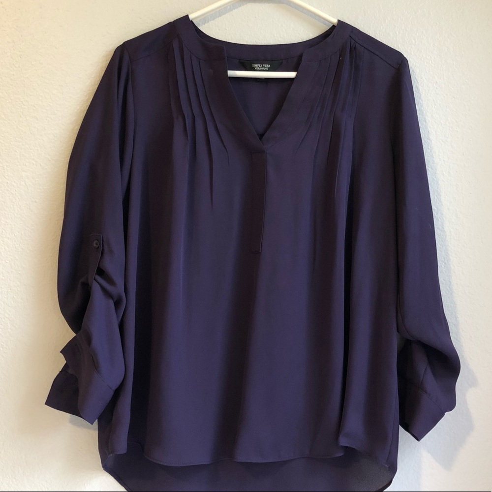 Purple 3/4 Sleeve Blouse